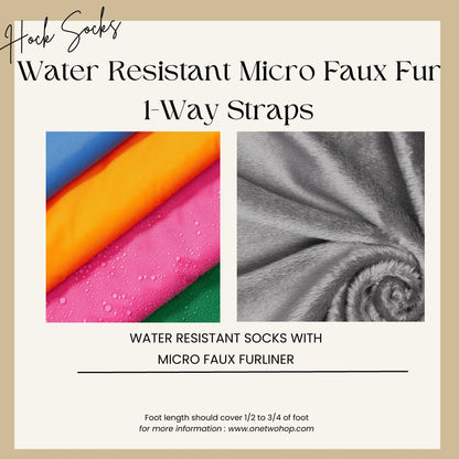 Water Resistant Micro Faux Fur Socks (1-Way Straps)