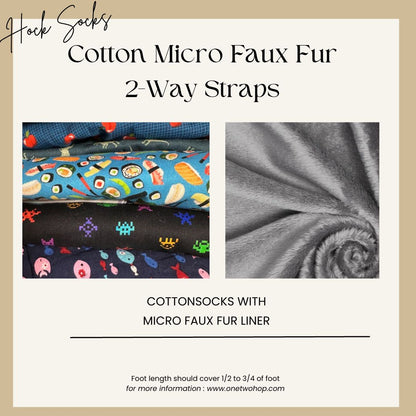 Cotton Micro Faux Fur Socks (2-Way Straps)