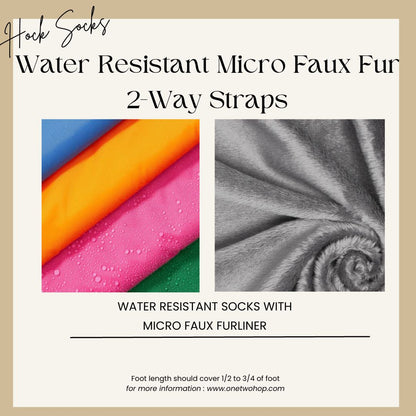 Water Resistant Micro Faux Fur Socks (2-Way Straps)